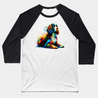 Artistic American Water Spaniel in Vibrant Splash Style Baseball T-Shirt